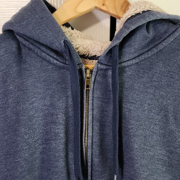 Levi's Mens Sherpa Lined Blue Hoodie Jacket Size XXL Full Zip Casual Workwear - Picture 5 of 10